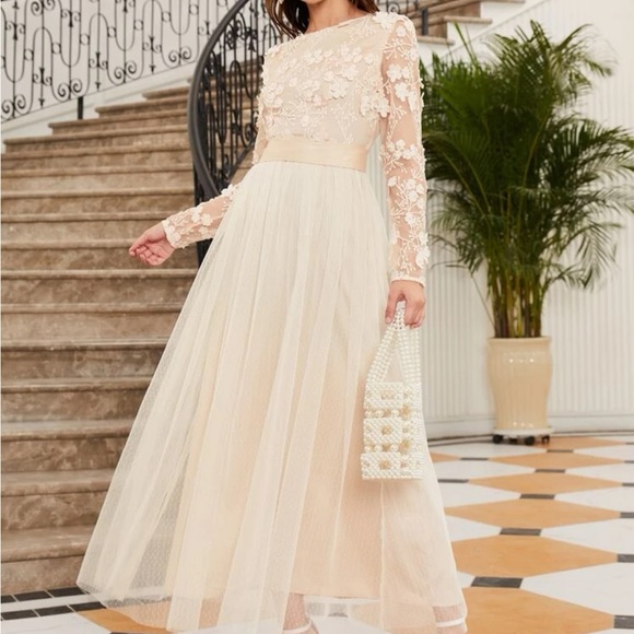 SHEIN Belle Zipper Back Applique Detail
Sheer Mesh Overlay Dress - NEVER WORN - Picture 2 of 5